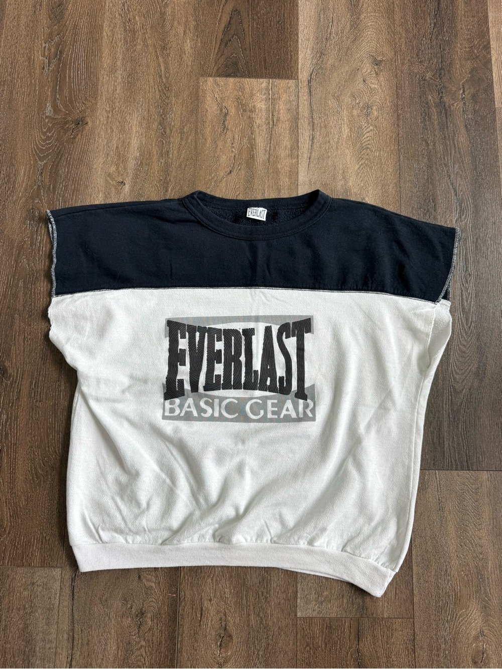 Everlast Vintage Two-Tone Logo Sweatshirt Tee - Black & White Size Large